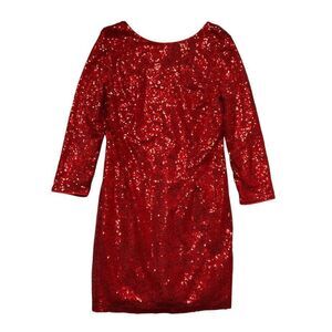 IBTOM‎ Castle Dress Women's Size Medium Red Sparkly Long Sleeve Cocktail Dress